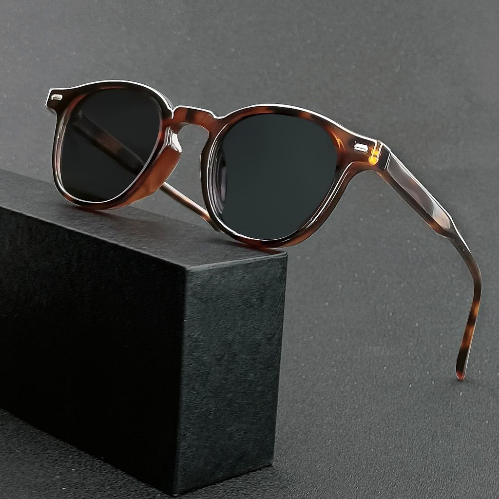 HBK Classic Retro Round Polarized Sunglasses for Women and Men TR90 Frame and Tac Lenses Trendy Street Snap for Travel Fashion