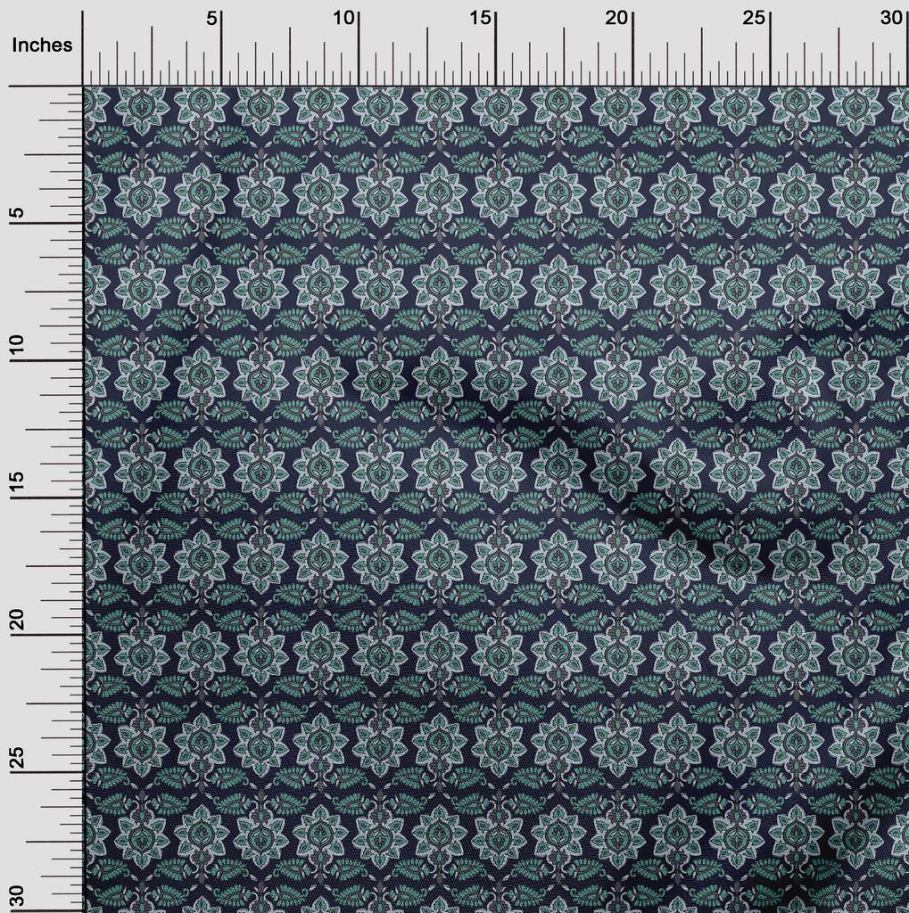 oneOone Cotton Flex Fabric Floral & Paisley Block Print Sewing Fabric BTY 40 Inch
