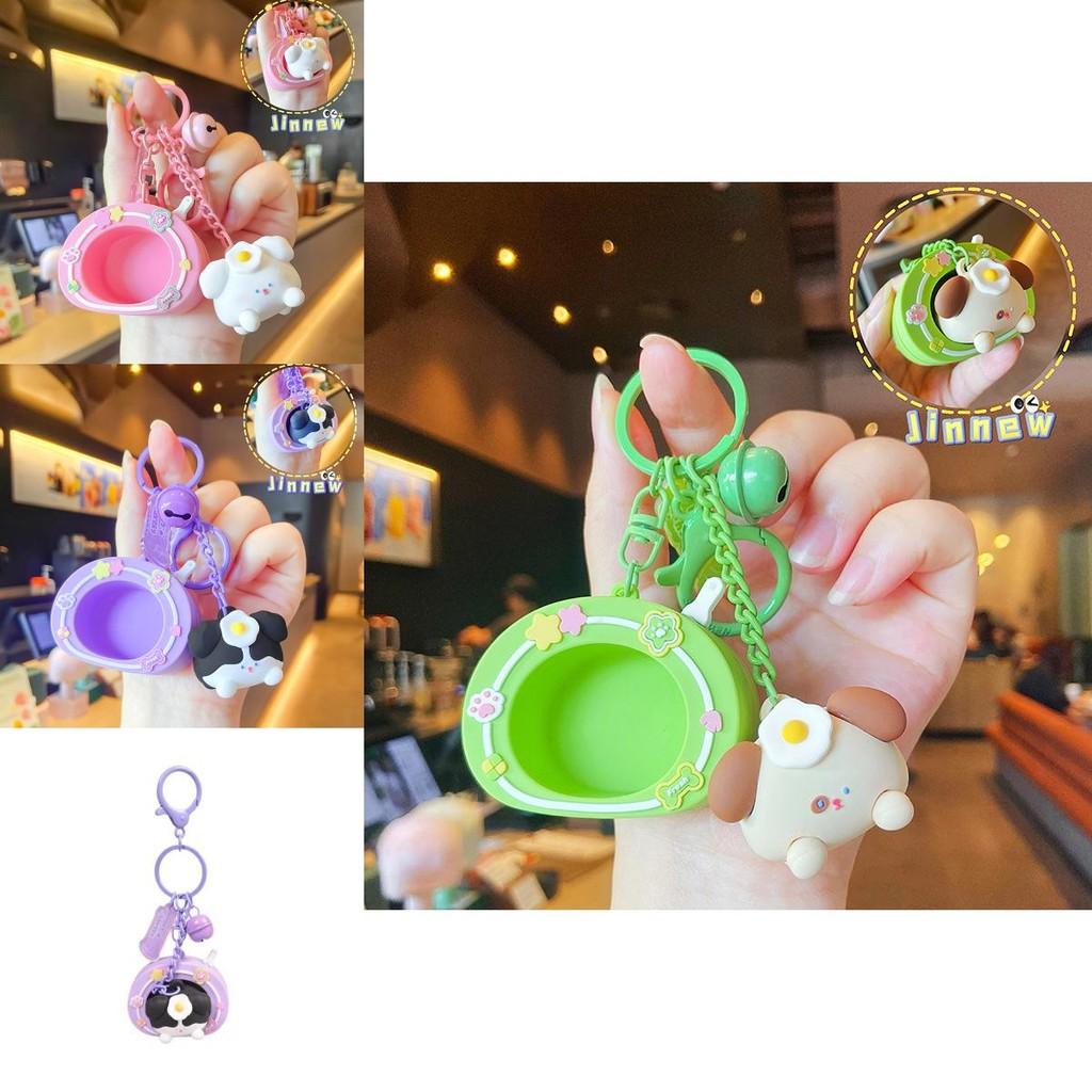 Cartoon Poached Egg Dog Keychain With Resin Material For Backpack And Keys