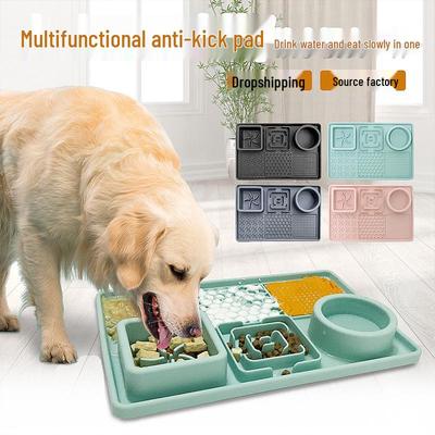 Alfombrilla de Silicona Antideslizante Impermeable para Alimentación de Mascotas - Fácil de Limpiar, Comedero Lento, A Prueba de Fugas para Gatos y Perros