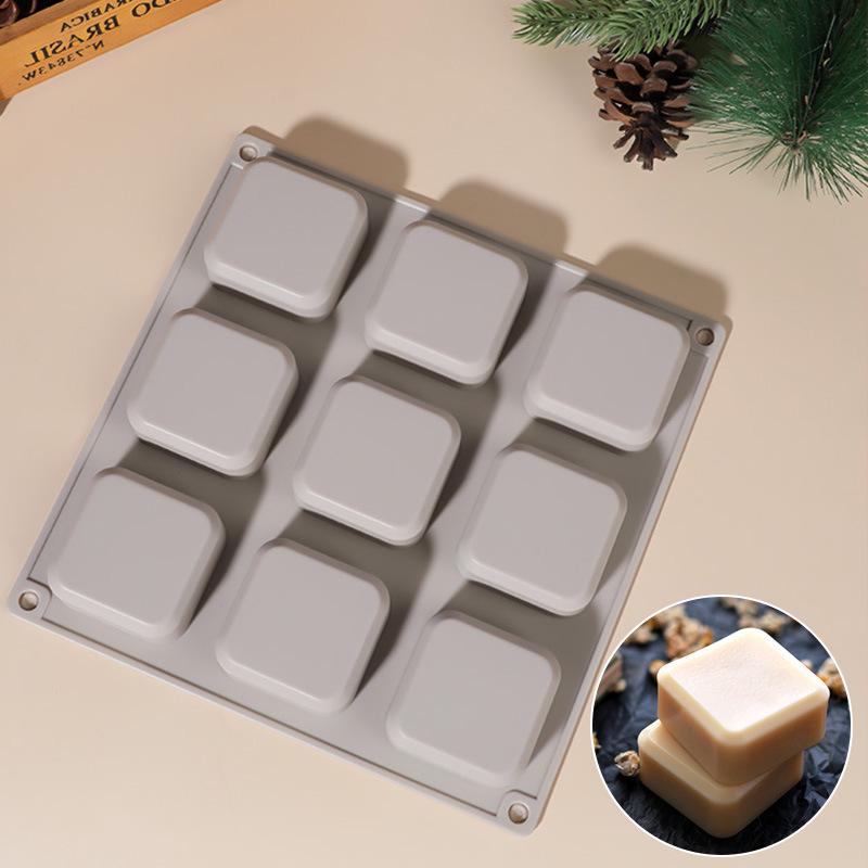 Yan Ying 9-Hole Silicone Soap Mold - Easy Release, Heat-Resistant DIY Square Mold