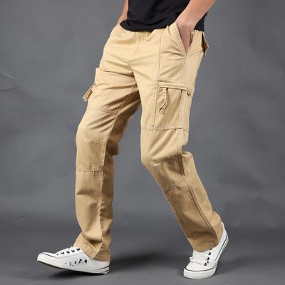 Men's Casual Pants Trousers Cotton Overalls Straight Men's Multi Pocket Outdoor Pants