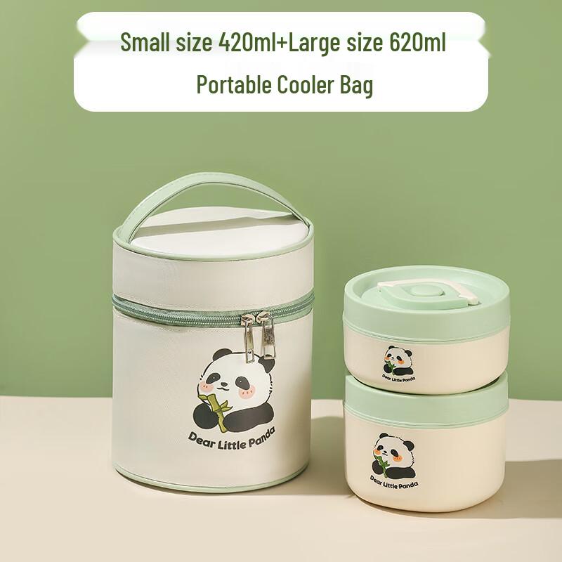 A1 Food Grade 304 Stainless Steel Insulated Lunch Box Small 420ml + Large 620ml + Insulated Bag