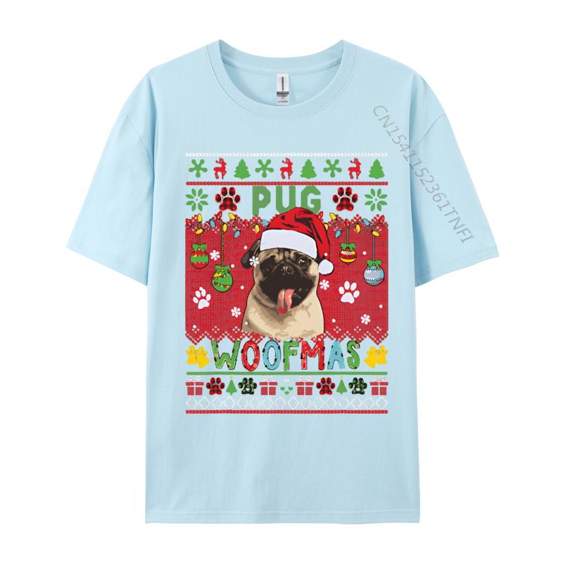 Pug Christmas Woof Santa Pug Matching Tshirt Graphic T Shirts 100 Cotton Breathable Tshirt Free Shippping Clothes