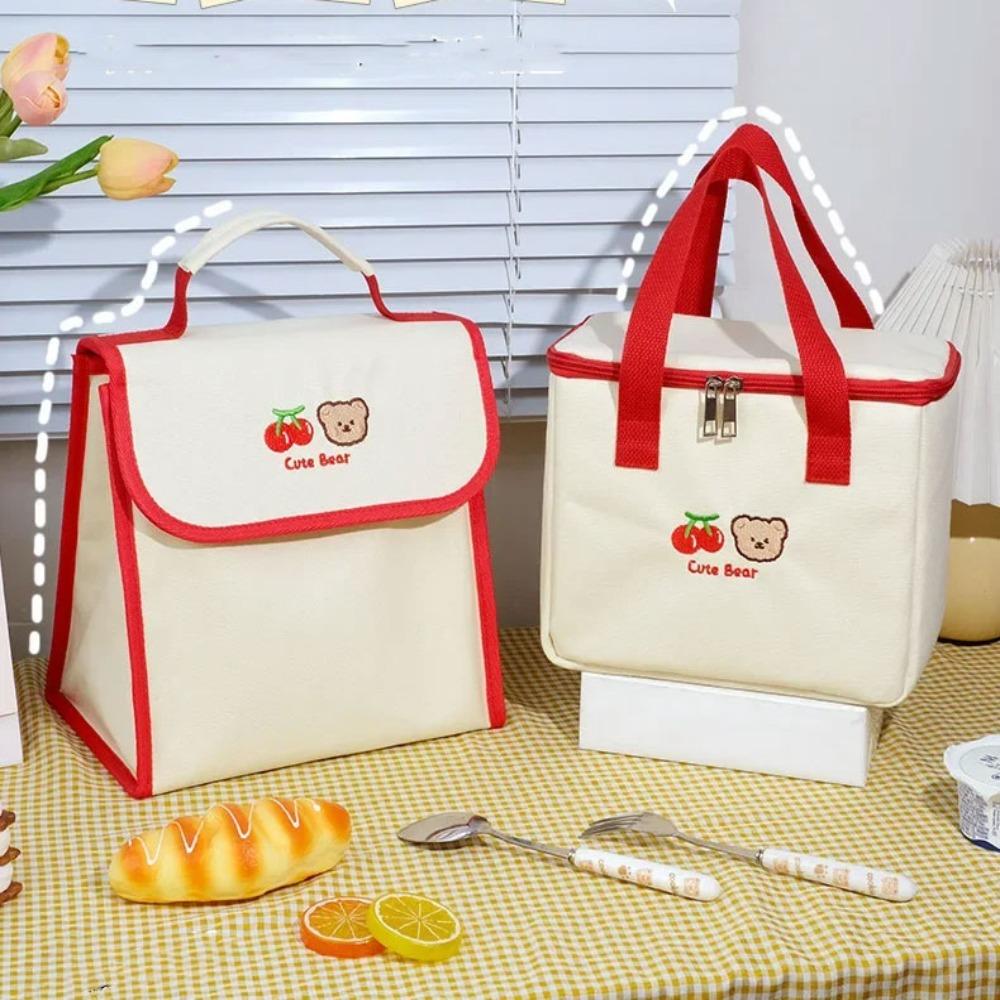 Thermische Lunchbox-Tasche mit großem Fassungsvermögen, verdickte Isolationsbeutel aus Aluminiumfolie, hochwertige Canvas-Bento-Tasche für Studenten