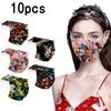 10PC Flower Print  for  Face Mask Disposable Earloop Mask