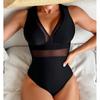 2025 Black Net Sexy One Piece Swimsuits Closed Women's Swimwear Push Up Swimming Wear Body Bathing Suit Beachwear Pool Bather
