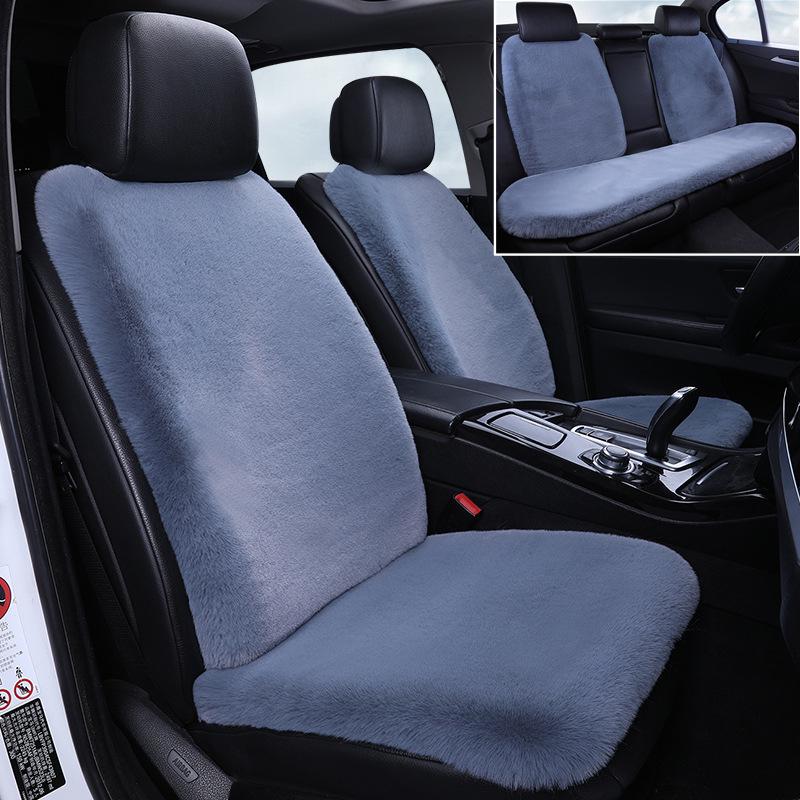 Winter Rabbit Fur Wool Heated Car Seat Cushion - Non-slip, Warm, for Single Seat with Small Waist Support