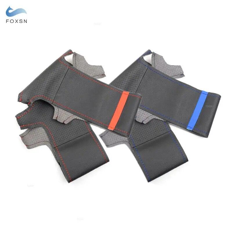 For Ford Focus 3 2012-2014 C-MAX 2011-2014 KUGA Escape 2013-2016 Hand-stitch Car Steering Wheel Cover Perforated Leather Trim