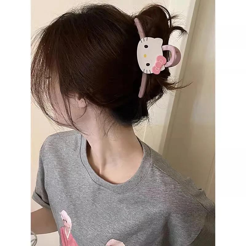 Ins Style Kitty Sanrio Kitty Claw Clip Korean Cartoon Large Large Shark Hair Clip Claw Back Hair Ponytail Holder Korean&