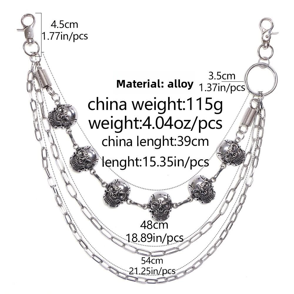 Metal Skull Hip Hop Belt Chain For Men With Spring Decor And Multilayer Design