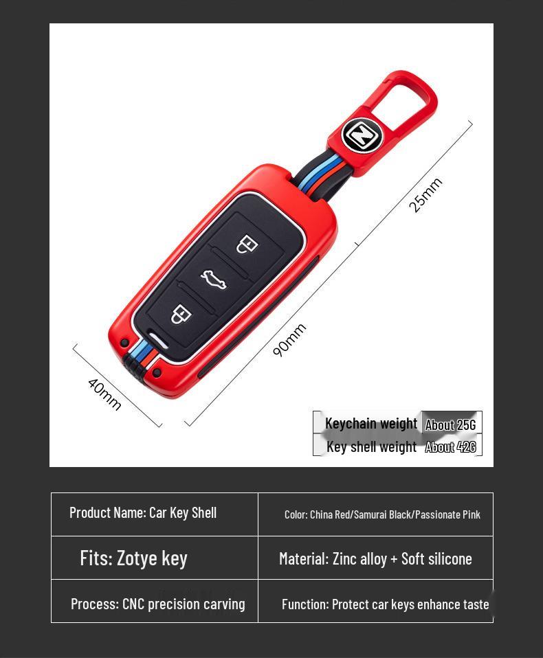 Zotye T600/X5 Damai Z700 Key Case - Full Wrap Metal Shell for T700/T500