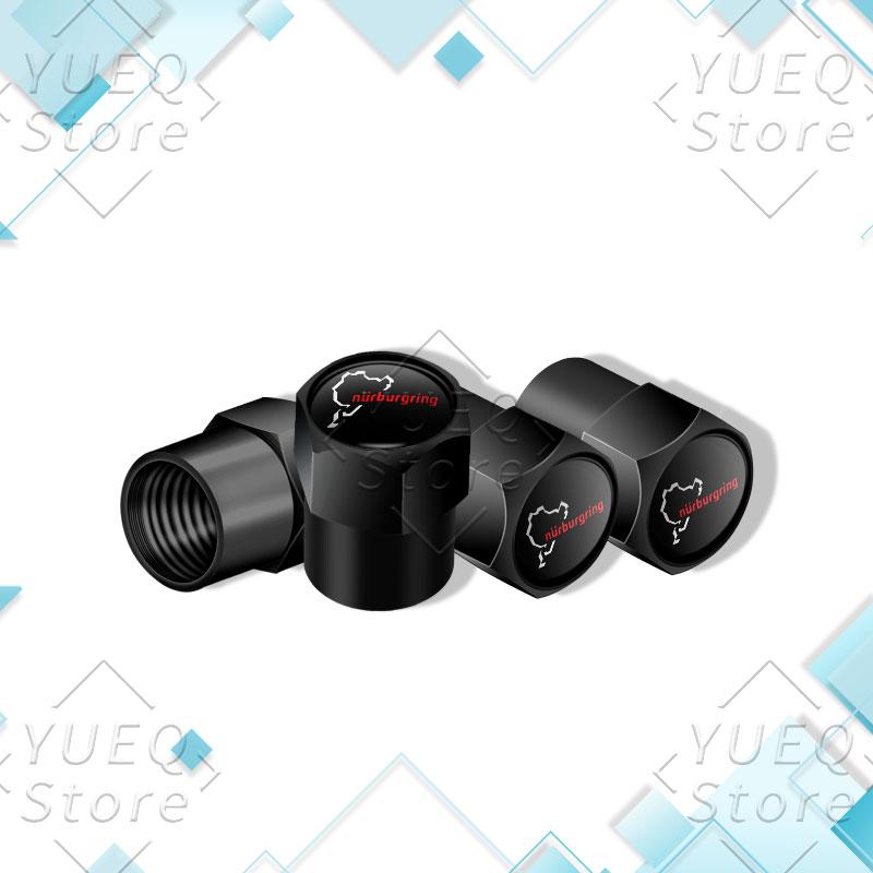 4 Stück/Set Nürburgring Motorsport Racing Road Icon Autoteile Räder Reifen Staubdichte Ventilkappe Felgenrand-Ventilschaftabdeckung Für Alle Autos