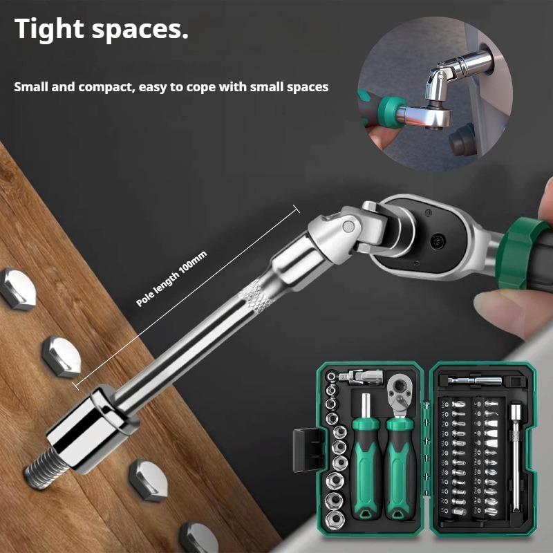 40pcs a Set Multi-Function Socket Wrench Set with Ratchet Handle Compact Screwdriver Tool Combination for Home Use
