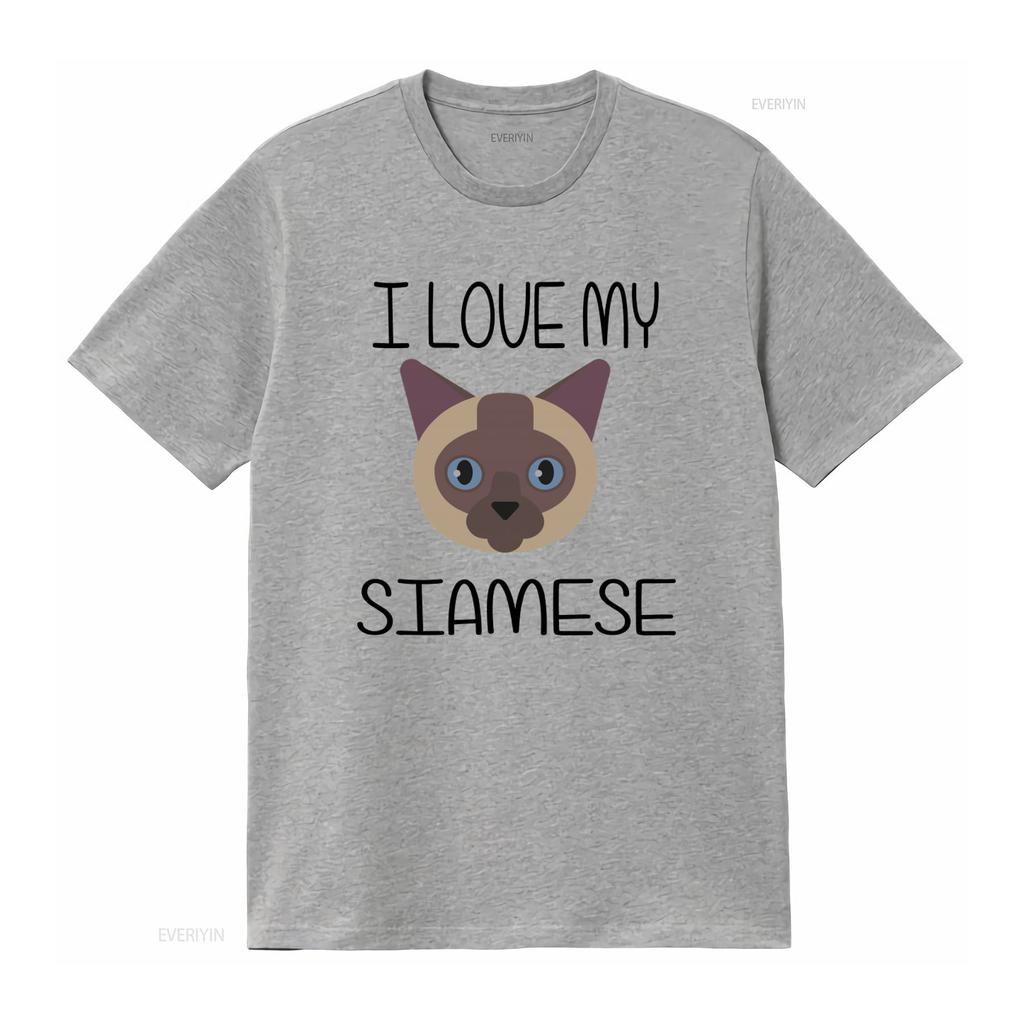 I Love My Siamese Cat Lover Kids T Shirt All Sizes Available in Grey White vintage Washed Slightly Stretched Stylish homme