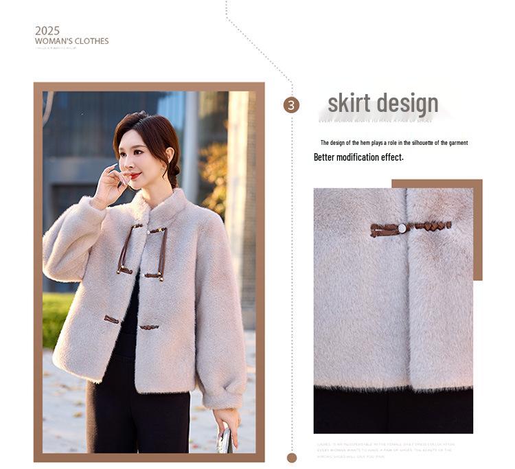 Mother's Mid-Length Faux Mink Fur Coat for Autumn and Winter Weddings