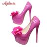 Aphixta Pearl Flowers Hot Sale Party Disco Dance Pumps Women 5.5cm Platform 16cm Super High Thin Heels Pumps