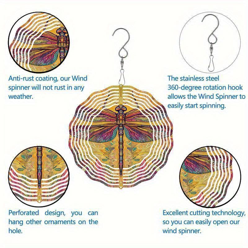 10 Inch Hanging Wind Spinner with 360 Degree Hook for Balcony Garden Decor Spring Summer Outdoor Decoration