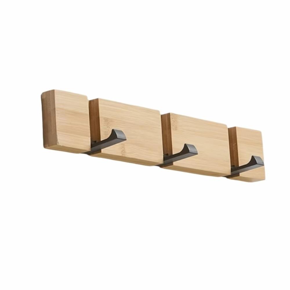 Wall Mounted Clothes Hat Hanger Space Saving Coat Hook Rack Bamboo Coat Rack Bedroom Organization
