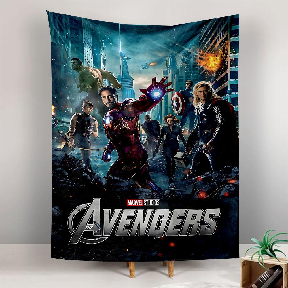 The Avengers Tapestry Wall Hanging, Marvel Superhero Team Art, Epic Movie Wall Decor for Bedroom Gaming Room