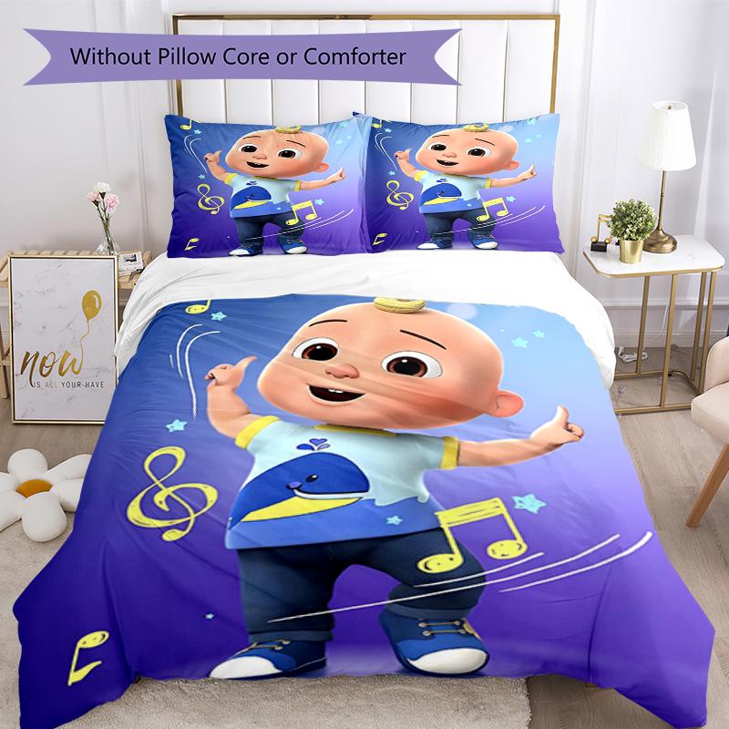 3pcs Cocomelon Bedding Set Duvet Cover Closure Includes 1 Duvet Cover & 2 Pillowcases, Soft and Comfortable for All Seasons.