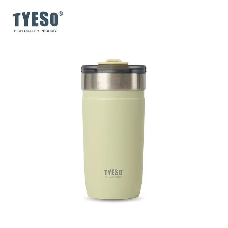 Tyeso 550ML 304 Stainless Steel Insulated Mug Matte Minimalist Tumbler with Straw Leakproof Coffee Cup for Ice Drink Hot Beverage Vacuum