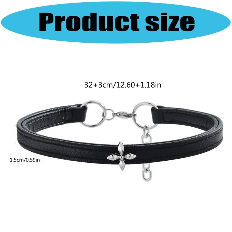 Vielseitiger Lederhalskragen mit Legierungskreuz-Anhänger Elegante Schlüsselbein-Kette Unisex Schmuckzubehör