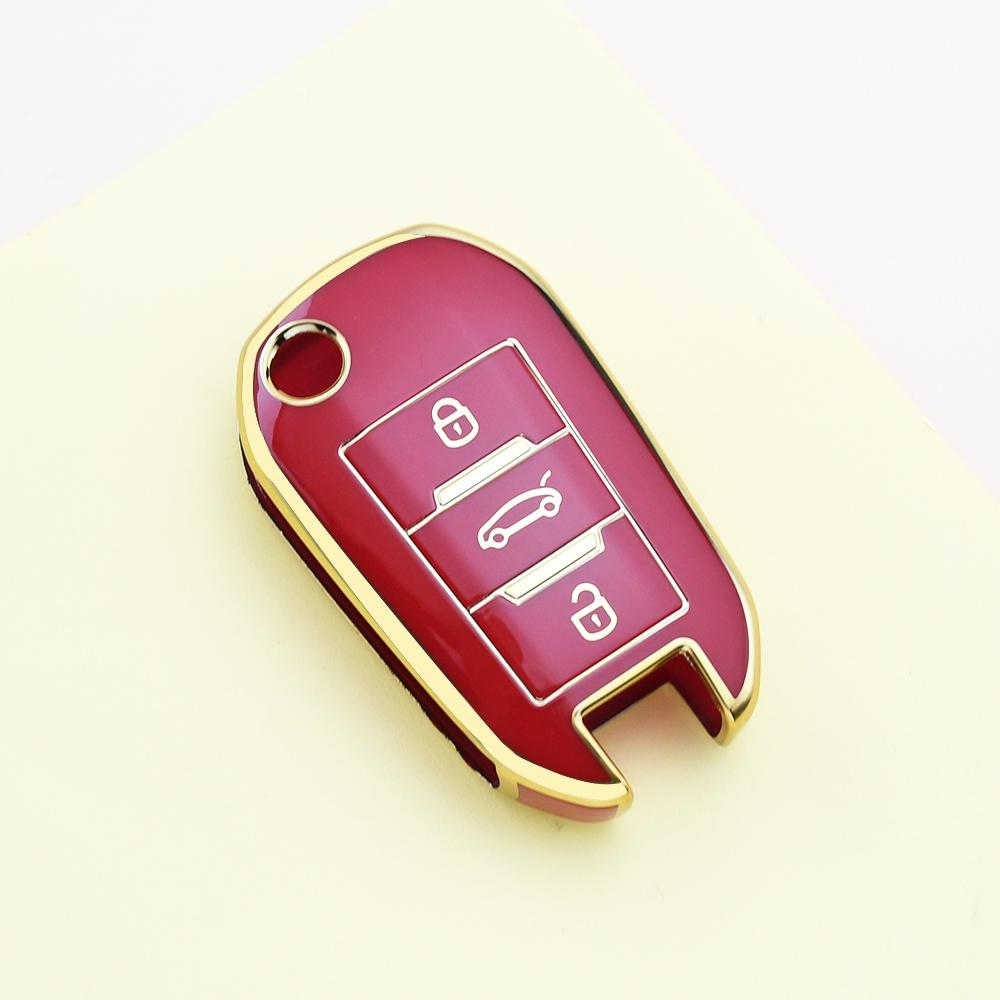 Gold Edge TPU Shell Holder Fob Keyless Car Key Cover Case For Peugeot 408 508 107 301 208 2008 308 3008 for Citroen C4 CACTUS C5 DS4 DS5