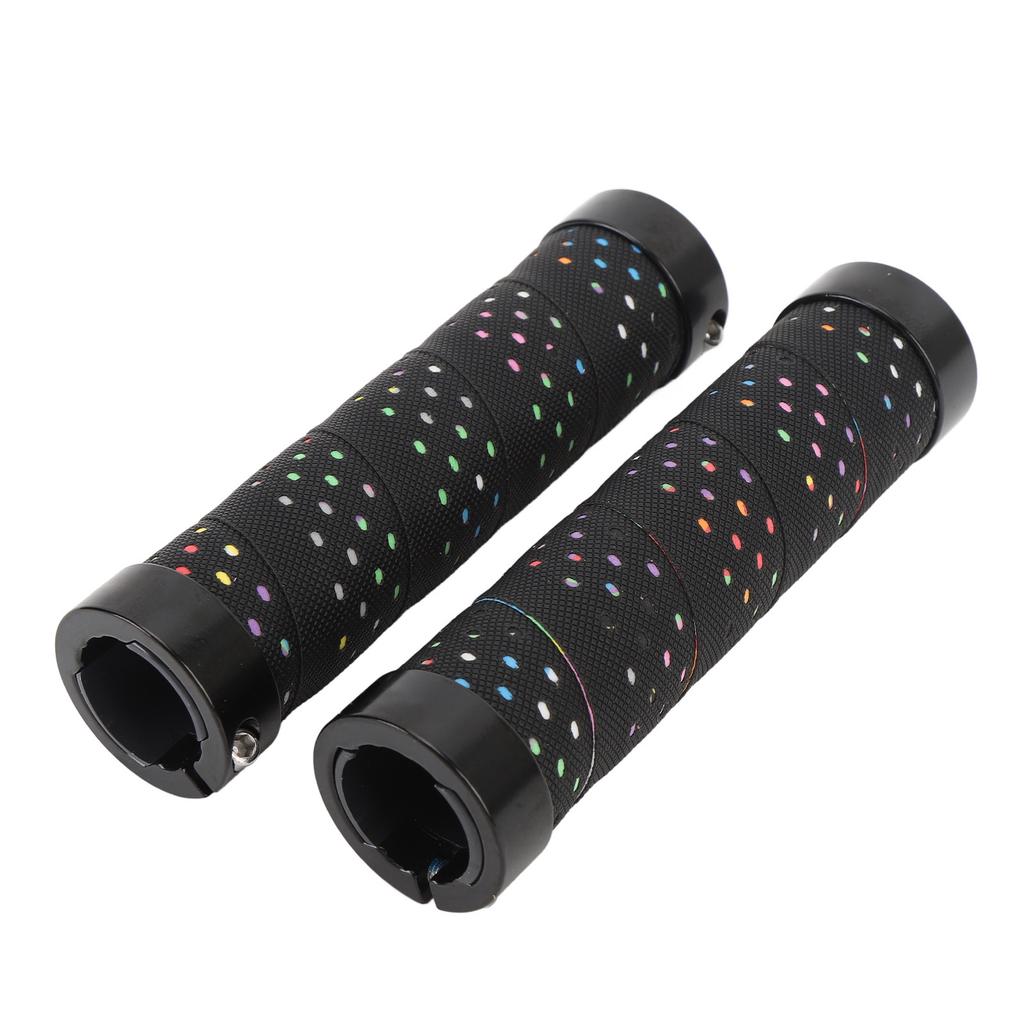 2er Set Fahrradlenkergriff-Set Anti-Rutsch Dual-Locking PU Bequemes Fahrradlenkergriff-Set 22,2 mm Schwarz mit farbiger Basis