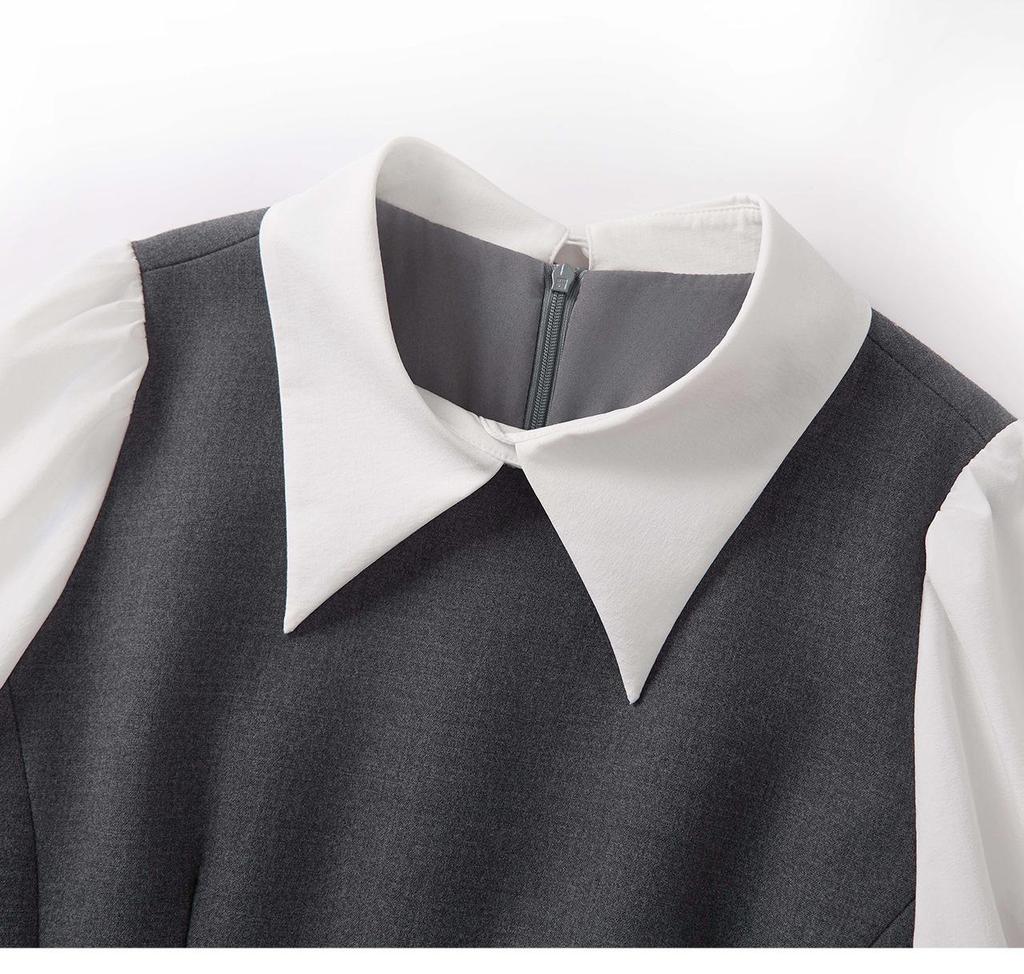 Altersreduzierendes Süßes Retro Preppy Zweiteilerkleid - Taillenbetonend, Kleiner Duftstil für Frauen