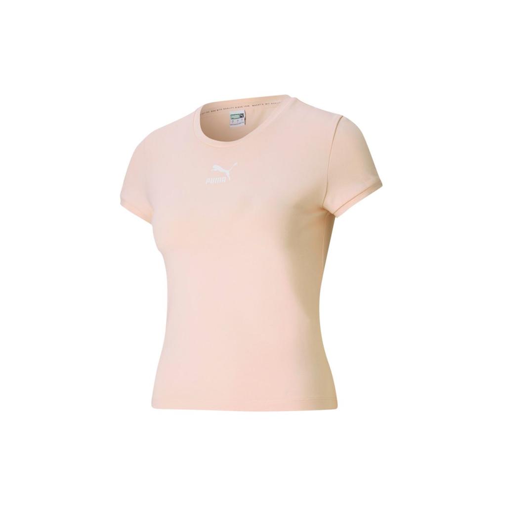 Puma Classics Casual Printed Crew Neck Short Sleeve T-Shirt Women Tops Light-Pink 532562-27