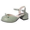 Fairy style bow women's wedge heel Mary Jane single shoes summer fashion open-toed square head temperament high-heeled slippers tide
