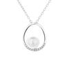 Single Pearl Necklace Women's Shiny Diamond Pendant Simple Retro Temperament Collarbone Chain Oval Necklace