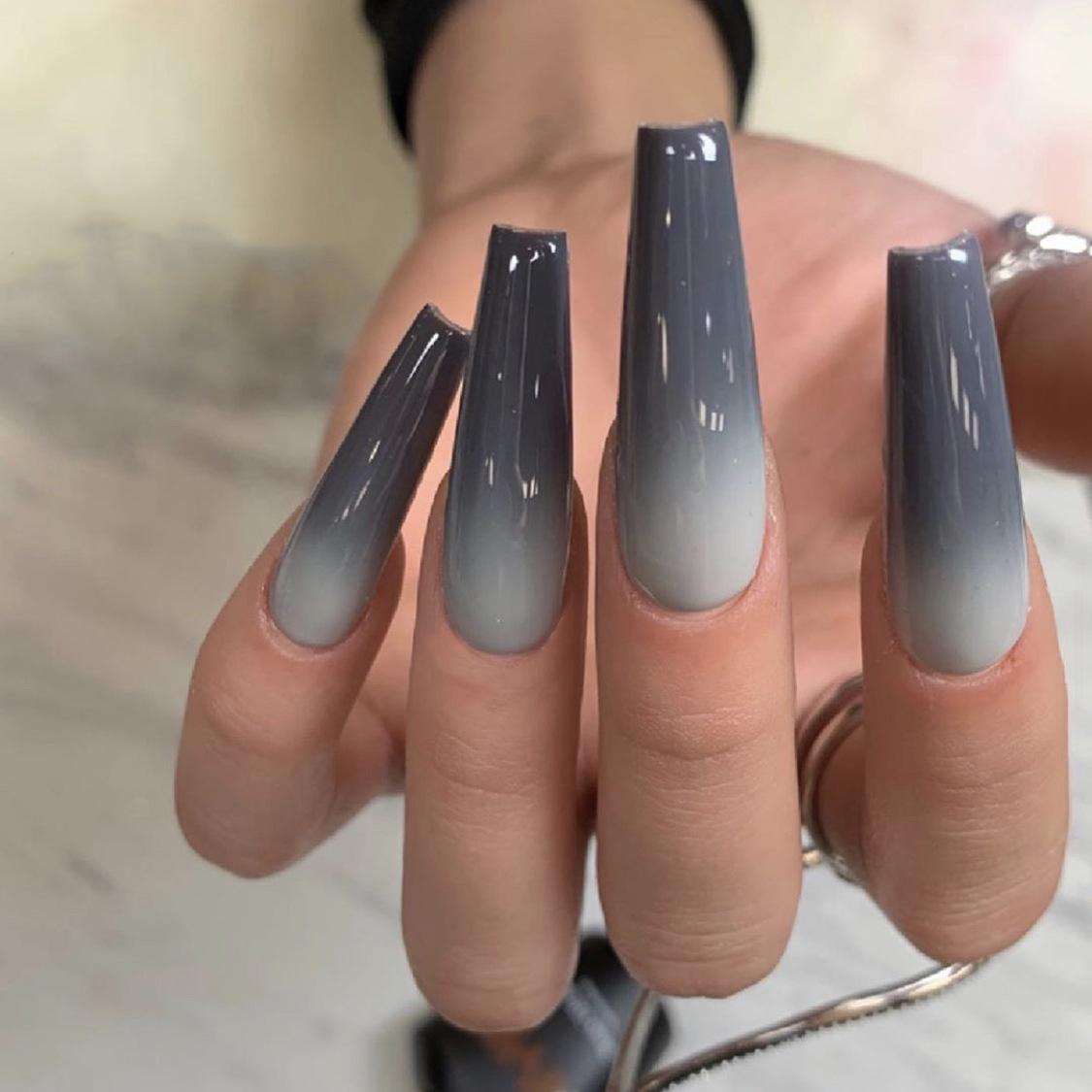 

Gradual change series long ballet advanced gray gradual change wearing nail fake nail nail patch nail patch factory sales