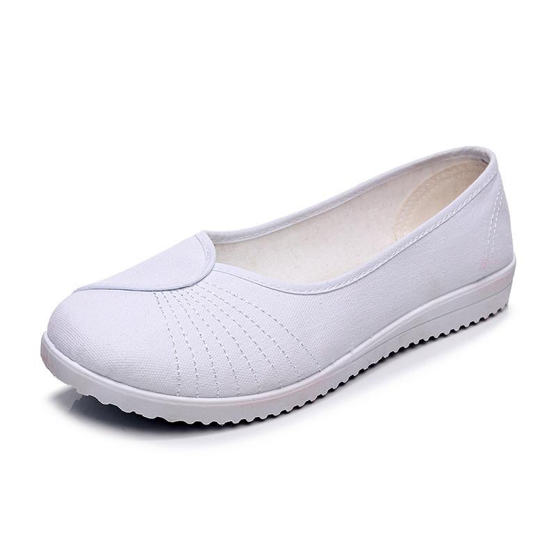 White Nurse Shoes Summer Flat Slip On Comfort Nonslip Soft Sole For Women