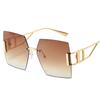 Square Shape Rimless Women's Sunglasses Metal Frame Hollow Out Leg Outdoor Sunglass UV Protection Female Sun Glasses