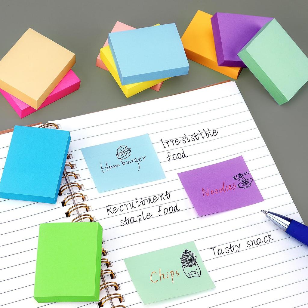 Eastern Wolf Sticky Notes 1.5x2 Self-Stick Notes 10 Bright Multi Colors Sticky Notes 20 Pads 100 Sheet/Pad