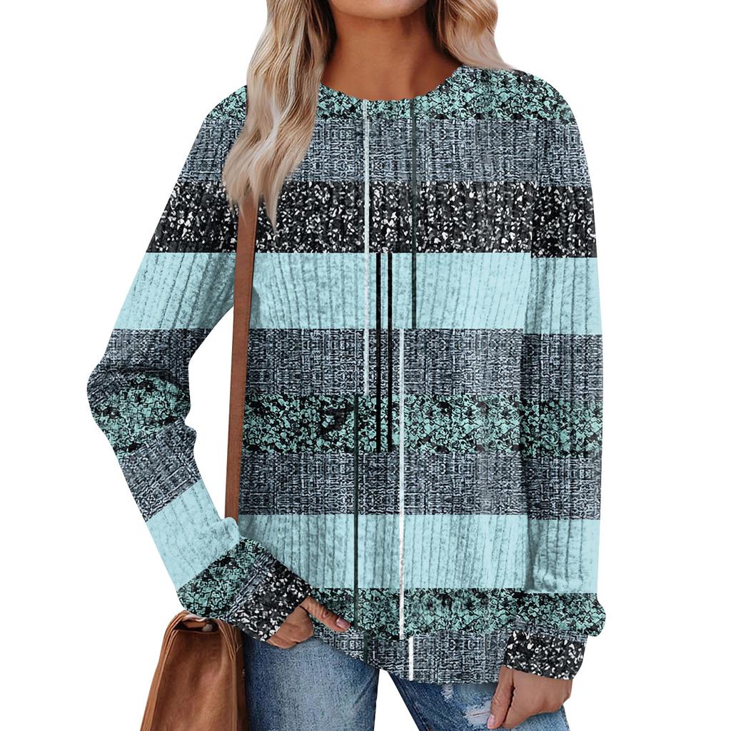 Women's Printed Lightweight Brushed-Cotton Round Neck Top