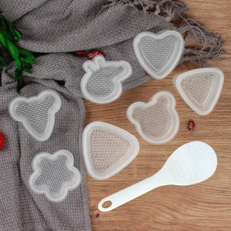 1/7/8Pcs Sushi Mould Cute Flower Triangle Cartoon Shape Japanese Rice Ball Mould Children's Food Making Mold Kitchen Baking Tool