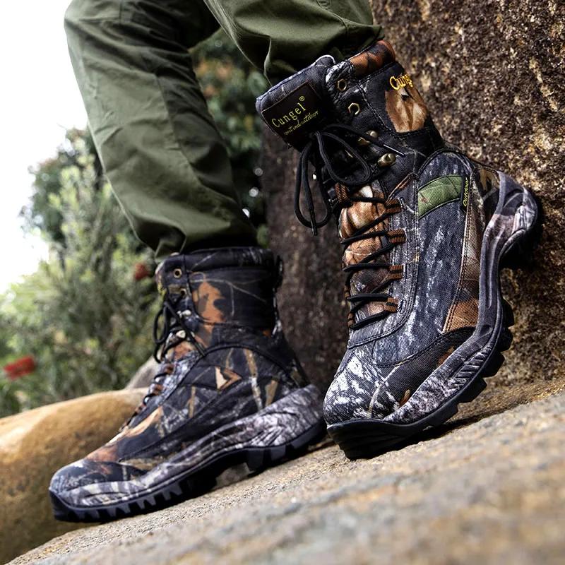 2025 Camouflage Professional Hiking Boots Men Outdoor Non-slip Hunting Boots High Top Waterproof Climbing Trainers Shoes For Men