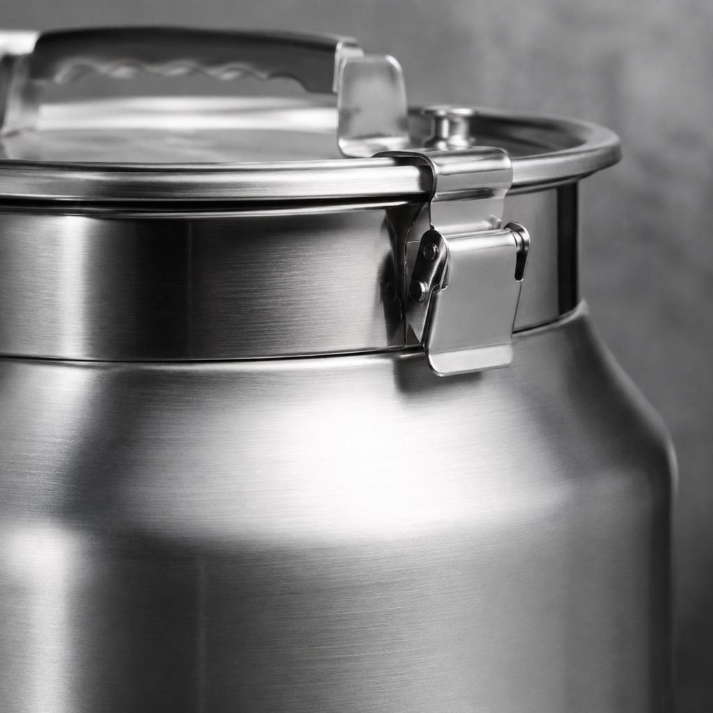 Sealed Food Container with Measuring Cup dampnessResistant ClampLid Stainless Steel Storage Jar