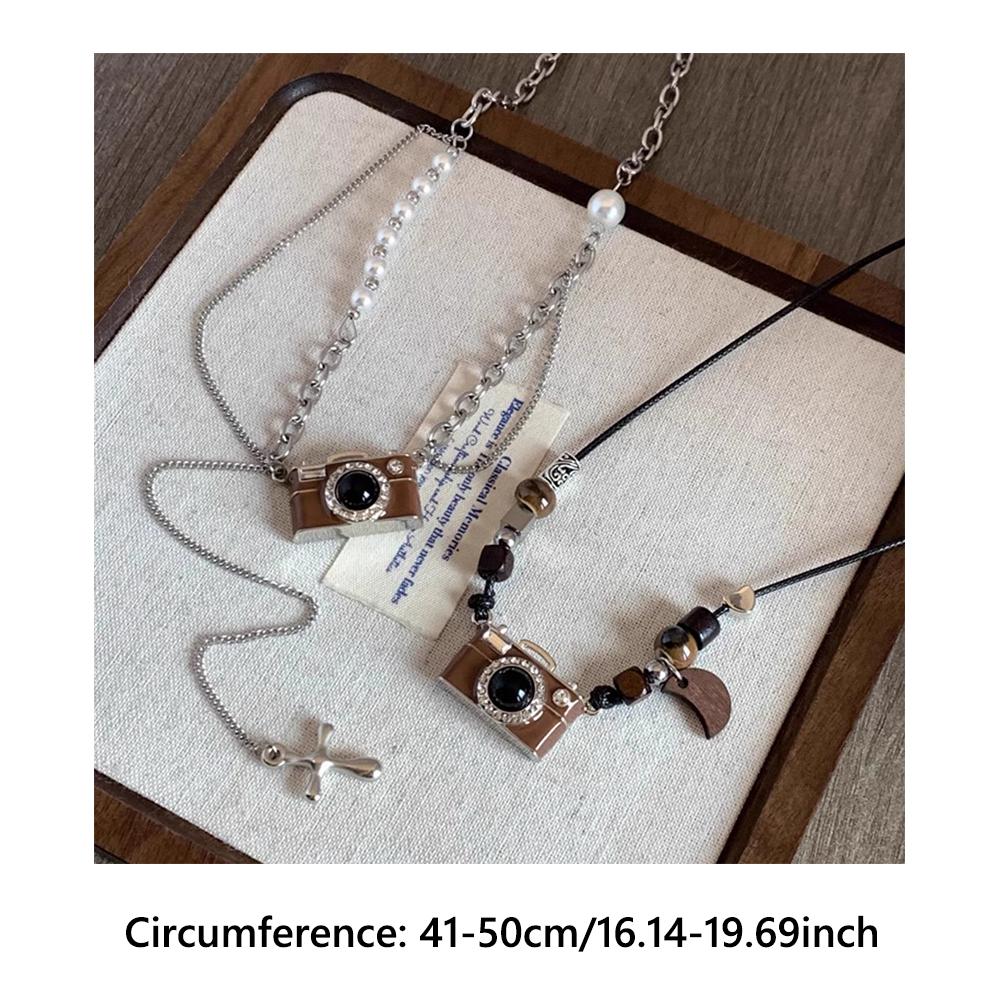 Vintage Brown Camera Pendant Necklace Hip-Hop Fashion Accessories  For Cool Girls