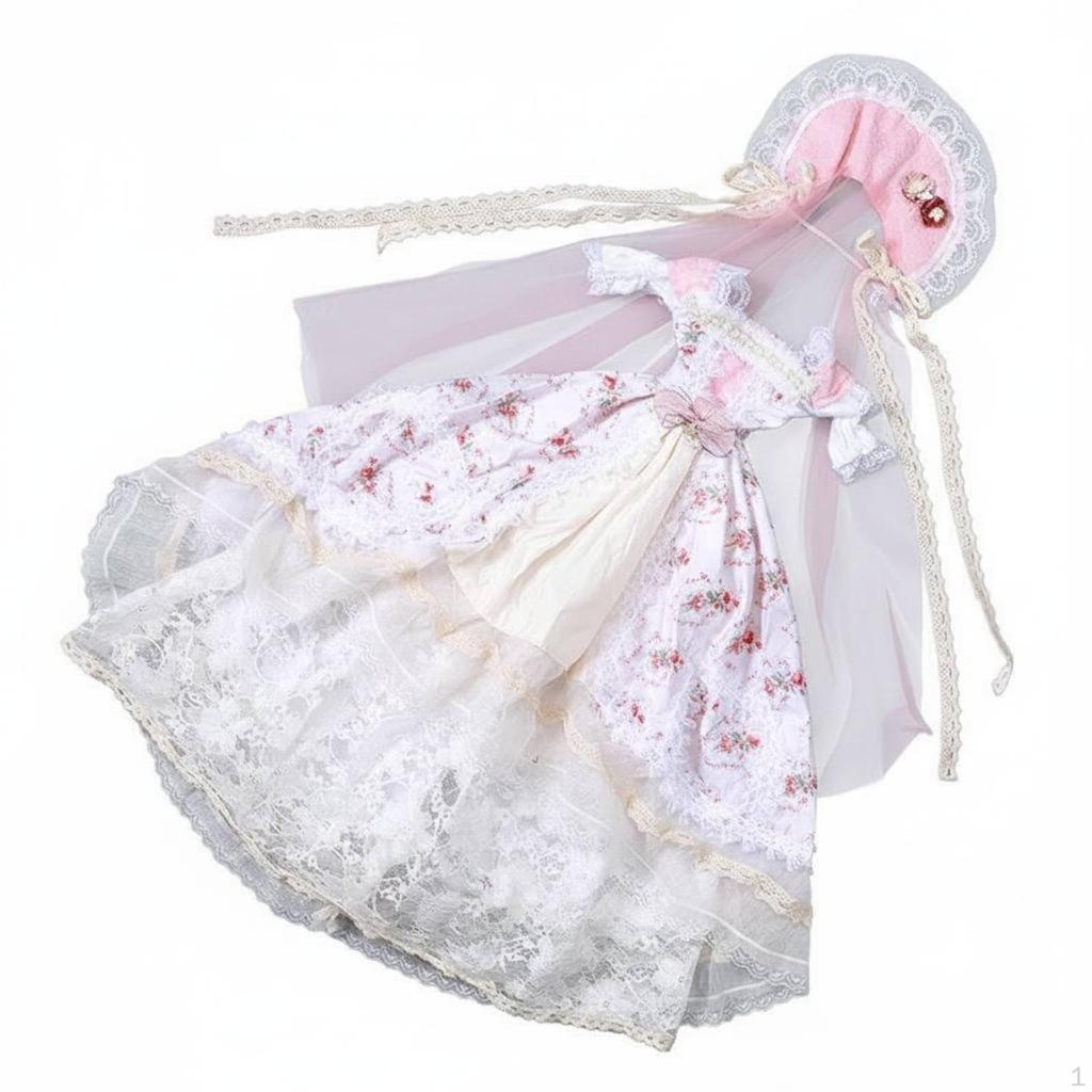 1/3 BJD Doll Outfit Lace Trim Clothes Set Layered Tulle Miniature Clothing Dark Blue