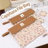 Multifunction Capybara File Bag Washable Fabric Cartoon Paper Storage Bag  Makeup Bags