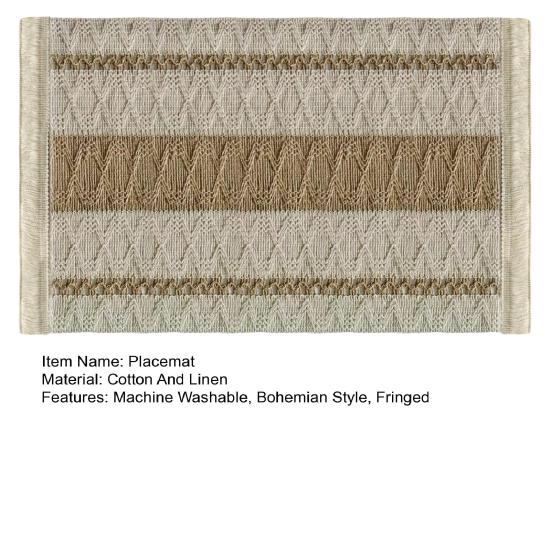 Böhmische Fransen-Tischset Weiche Baumwolle Leinen Vintage-Tischset Jacquard Maschinenwaschbares Tischset für Zuhause Bauernhaus Esstisch