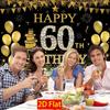 2D Black & Gold 60th Birthday Backdrop, Sparkle Diamond Themed Photography Background