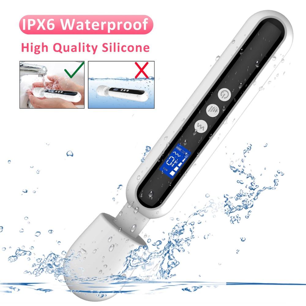 Powerful Magic Wand AV Vibrator for Women G Spot Clitoris Stimulator with LED Display Muscles Massager Masturbator Adult Sex Toy