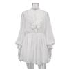 Women's White Ruffle Blouse and Mini Skirt Set Elegant Two Piece Outfit