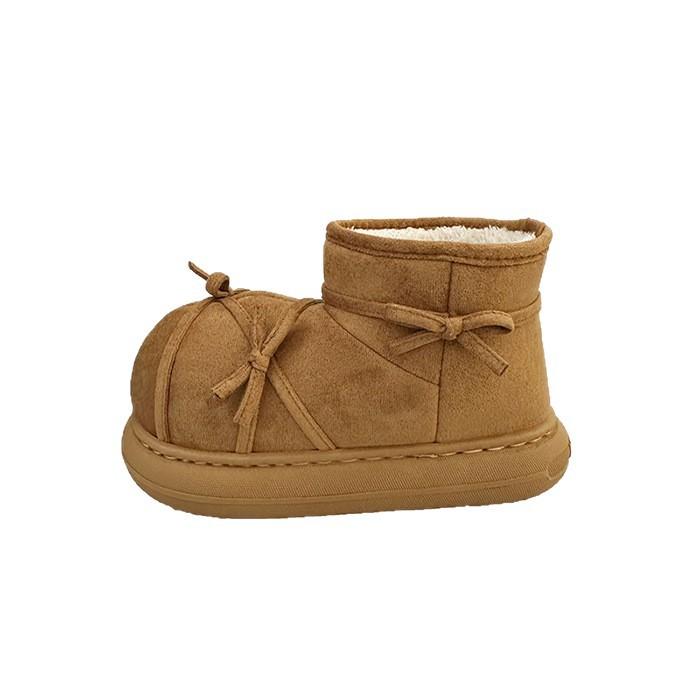 Bow Thick-soled Snow Boots for Women's 2025 Winter New Sheepskin Fur Integrated Non-slip Velvet Thickened Warm Short Boots