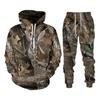Høst og vinter Dyr Blader Kamuflasje 3D Treningsdresser Menn Utendørs Glidelås Fiske Camping Jaktsett Unisex Streetwear-dress